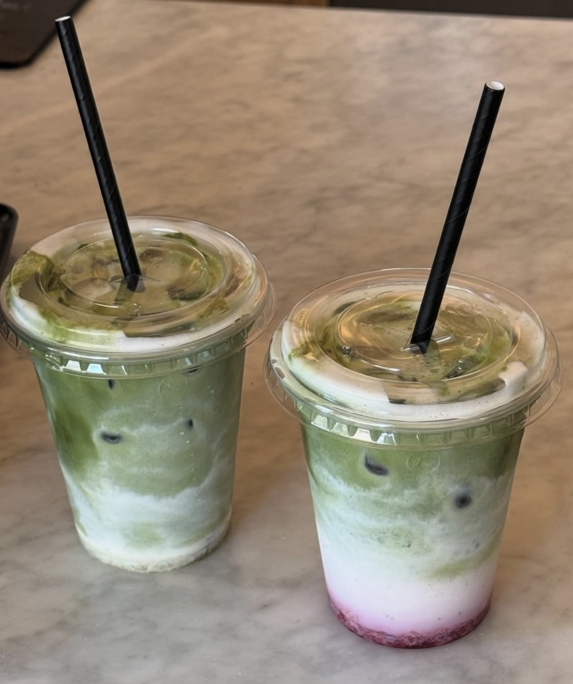 Matcha drinks at Reload Coffee